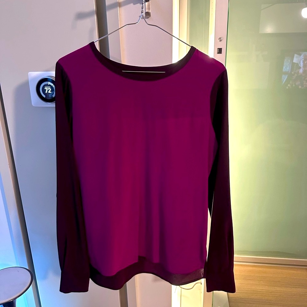 DVF Long Sleeve Colorblock Top - SZ 2 Plum